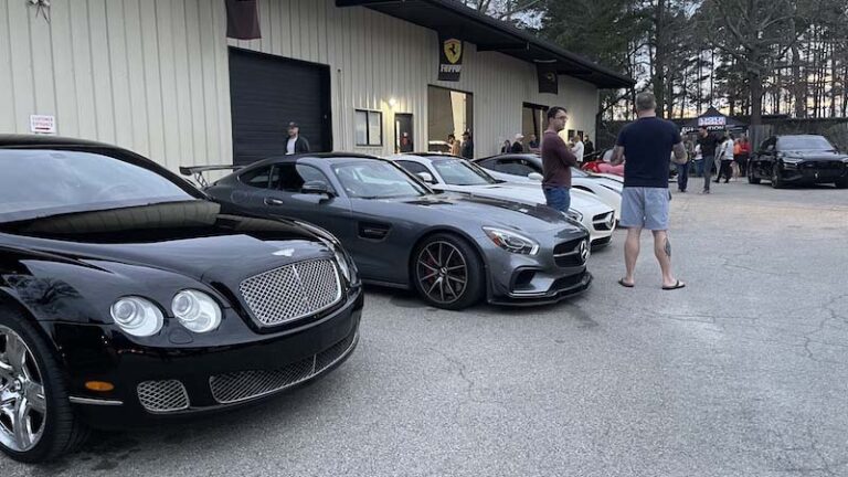 European performance cars lined up outside Euromotion