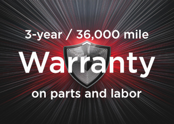 We offer a 3-year / 36,00 mile warranty on all parts and labor.