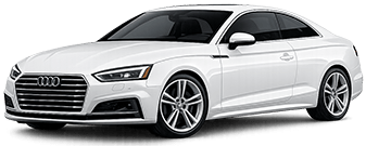 White Audi sedan, front three-quarter view facing right, showcasing its sporty profile