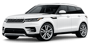 White Range Rover SUV shown from a front-left three-quarter angle, highlighting its grille, headlights, and alloy wheels.